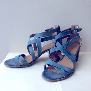 Franco Sarto Blue Suede Strappy Sandals